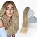 Sunny Hair Tape in Hair Extensions Real Human Hair Invisible Remy Hair Extensions Tape ins for Women Ash Blonde Root to Platinum Blonde Balayage 16 inch 20Pcs 50G