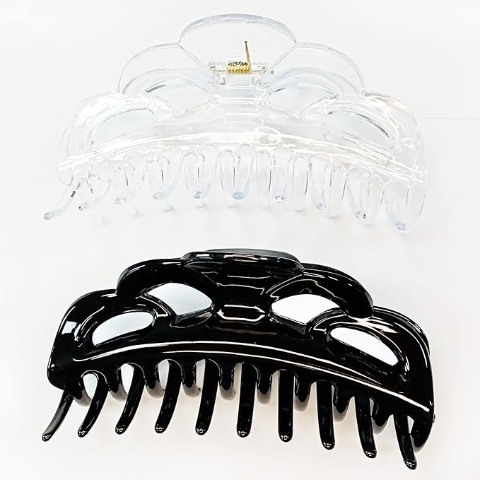 Large Hair Clips for Women Thick Hair Fine Hair Claw Clips Strong Holding Long Hair Jaw Clips (Clear and Black)