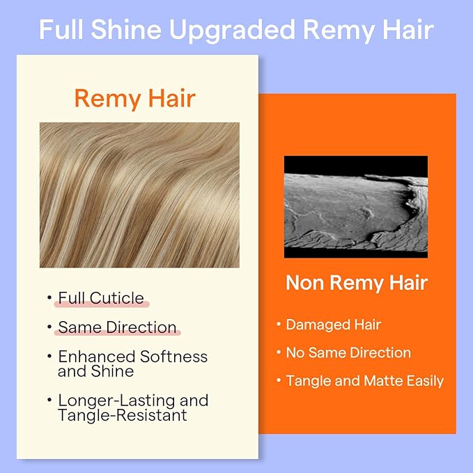 Full Shine Clip in Hair Extensions Real Human Hair Balayage Blonde Human Hair Extensions Clip ins Golden Brown to Golden Blonde Real Hair Clip in Extensions Silky Straight 7 Pcs 16 Inch 120 G