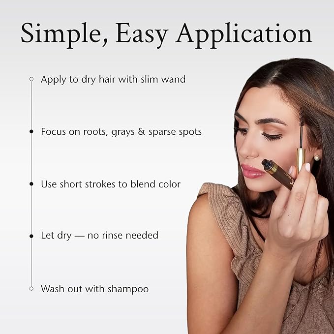 Boyd’s Brush It Away | Grey Hair Root Touch Up for Women & Men | Temporary Hair Color Mascara | Quick-Dry Water-Resistant Concealing Formula | Black, 4-Pack