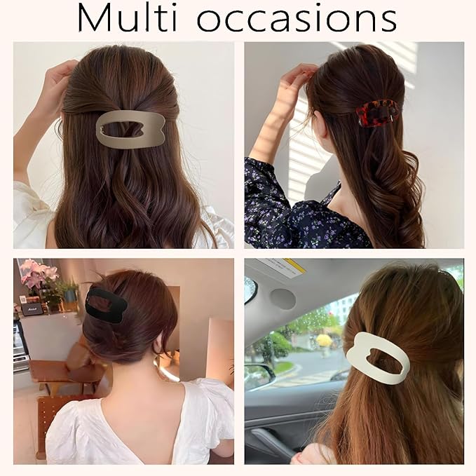 4 PCS Flat Hair Clips, Strong Hold Hair Clips for Thick Thin Hair, Stylish Classic Hair Barrettes, Large Flat Claw Clips for Women Girls (Mixing)