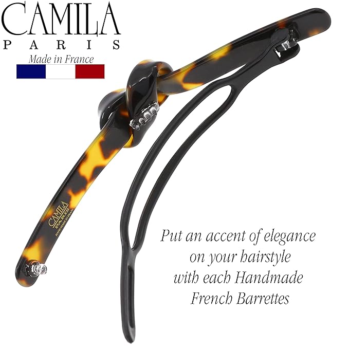 Camila Paris CP3352 French Hair Barrette Clip for Girls, Handmade, Tokyo, Metal-Free Closure Strong Hold Grip Hair Clips for Women, No Slip Durable Styling Girls Hair Accessories, Made in France