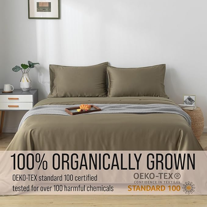 Bella Coterie | Luxury Bamboo Queen Size Pillowcase Set | 100% Organically Grown Bamboo Viscose | Ultra Soft | Cooling | 2 Pcs [Olive]