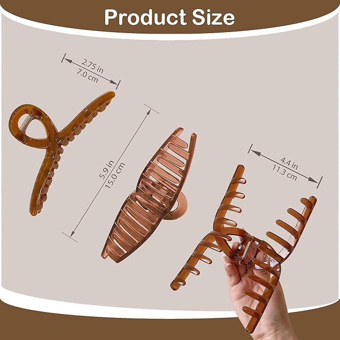 Big Hair Claw Clips 4-Pack 5.9‘ Non-Slip Hair for Women and Girls with Long, Thick Hair Jelly & Matte Clips (Jelly-C 4pcs 5.9")