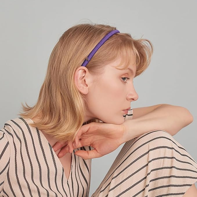 SHE'S FREE STYLE JUST FOR YOU Upgraded Classic Thin Headbands for Women, Non-Slip Polyester & Plastic Hair Bands with Teeth for Strong Hold Grip, Durable Hair Accessories (Coffee Brown-F2, Upgrade)