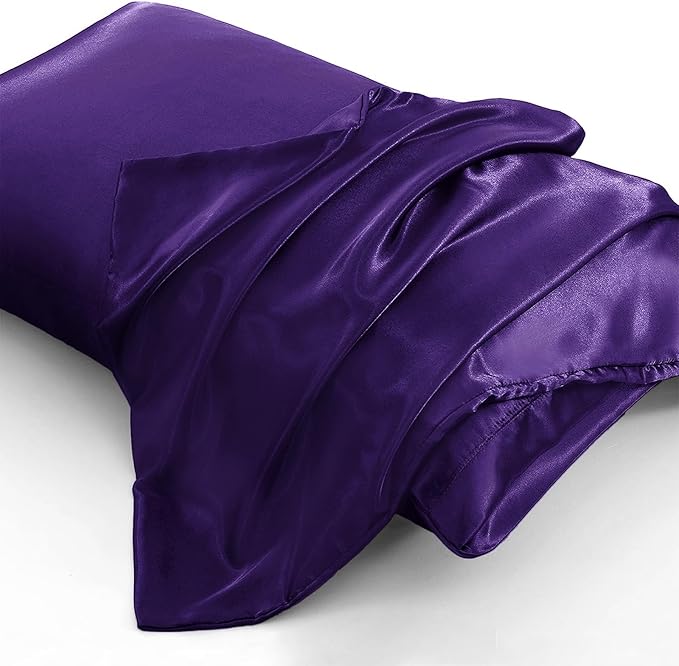Aormenzy Satin Body Pillow Cover Set of 2, 20x54 Inches Purple Body Pillow Case for Adults, Silky Soft & Cooling Body Pillow Pillowcase with Envelope Closure
