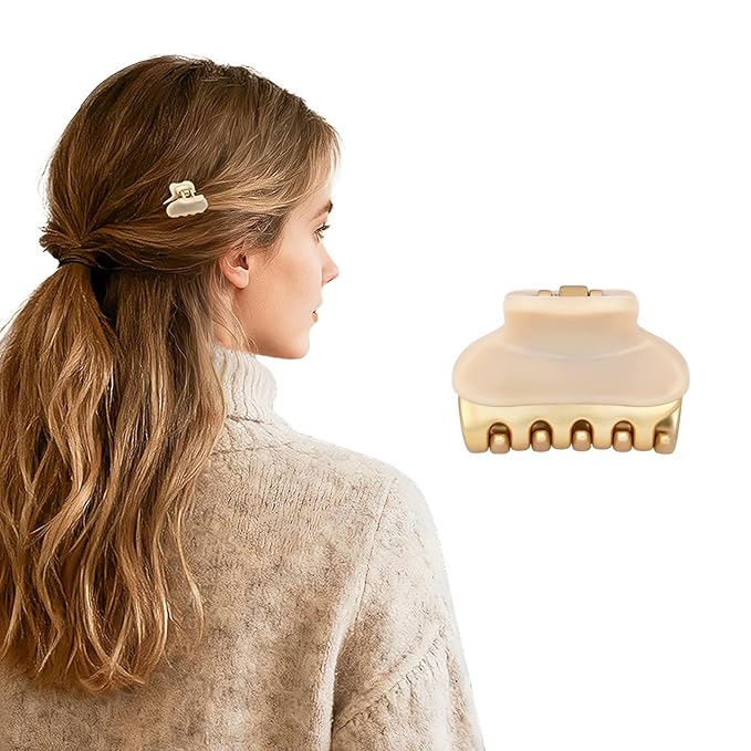 2026 Premium Durable Hair Claw Clip for Women, Original Italian Designed Strong Grip Hair Bang Clips for Thin Hair, No Slip Jaw Clips with Gift Box for Christmas Birthday Girls, 1.2" Beige Minimal