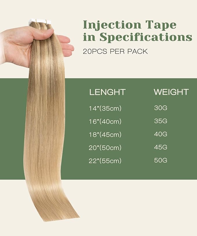 SURNEL Injected Invisiable Tape in Hair Extensions 18 Inch Golden Brown to Caramel Blonde Real Hair Extension Seamless Invisible Tape in Extensions 20Pcs 40g(#102727,18)