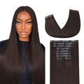 Lashey Seamless Clip in Hair Extensions Human Hair 130g 9pcs #2 Dark Brown Straight 16 Inch Hair Extensions Clip ins with Soft PU Hair Invisi Edge