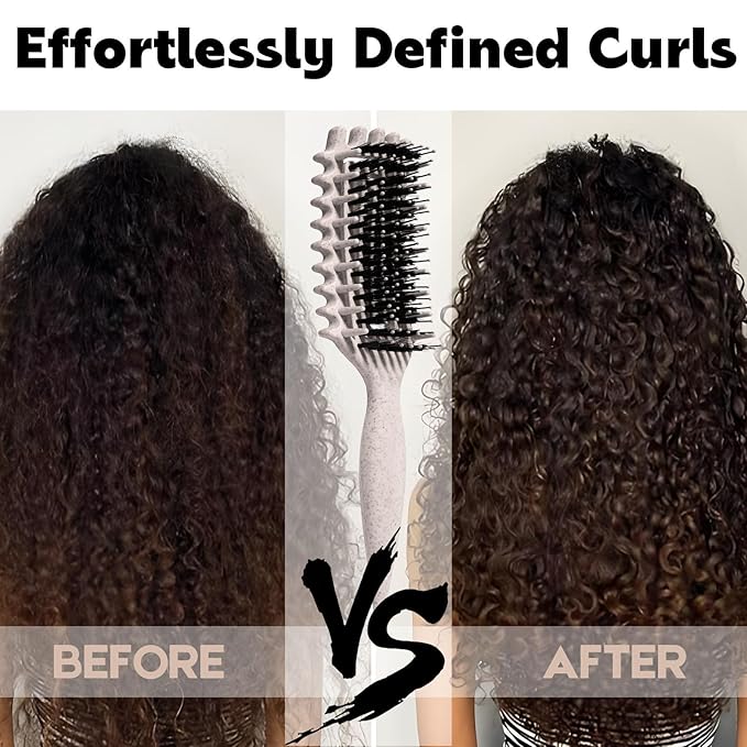 Curly Hair Brush Candybrush Curl Defining Brush for Detangling Shaping and Defining Curls for Women, Men, Wet & Dry Hair (Black Beige)