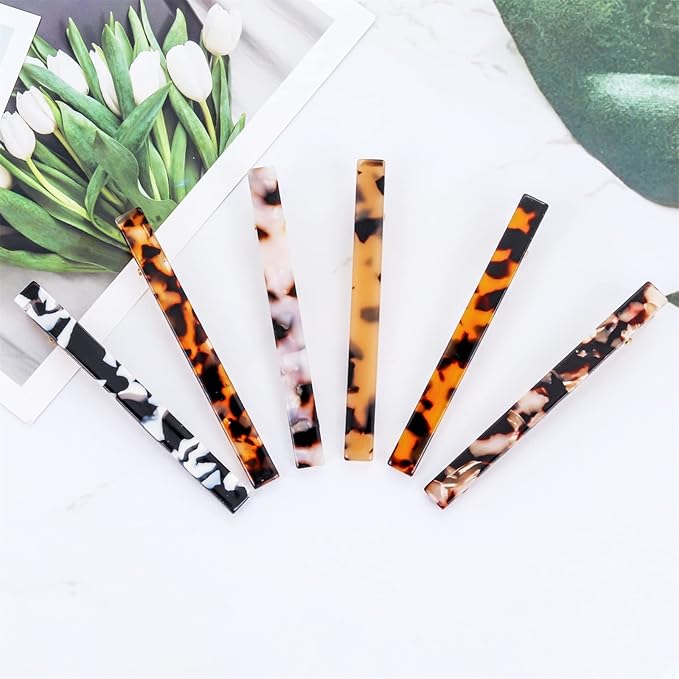 Cobahom Tortoise Shell Leopard Duckbill Acrylic Hair Clips and Barrettes for Women Girls, Thick or Thin Hair, Halloween