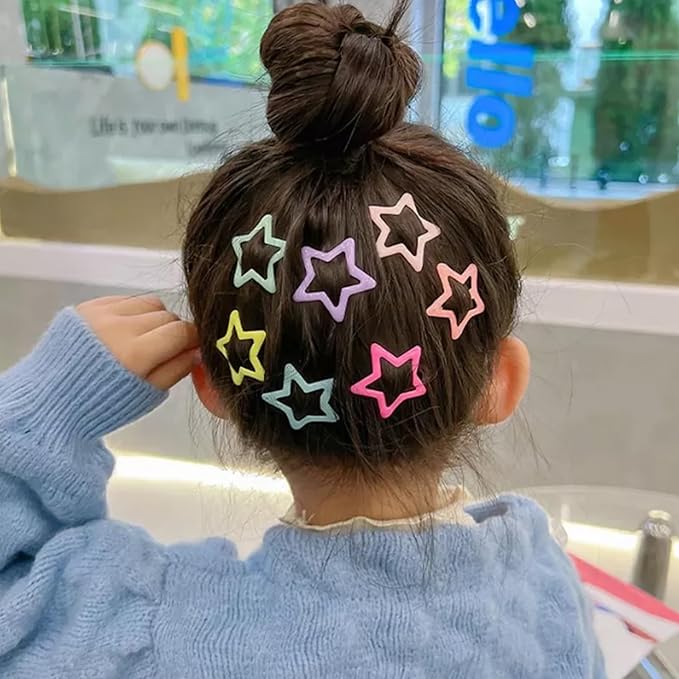 Star Hair Clips Snap Hair Barrettes Non Slip Star Hair Accessories Multiple Colors Metal Hair Clips for Girls Women -30 PCS 1.18"