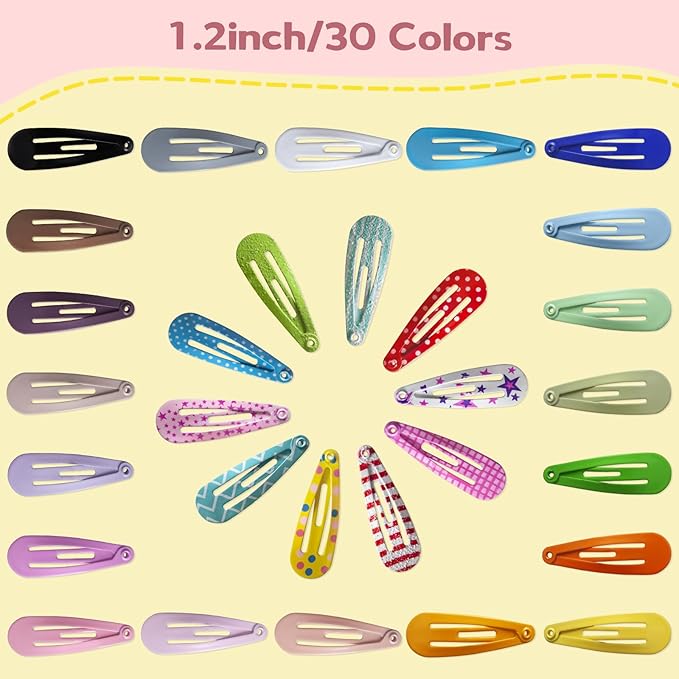 Premium Snap Mini Hair Clips - Kids Metal Non Slip Hair Bow Clips for Girls Toddlers Hair Accessories (Colorful 30 Colors)