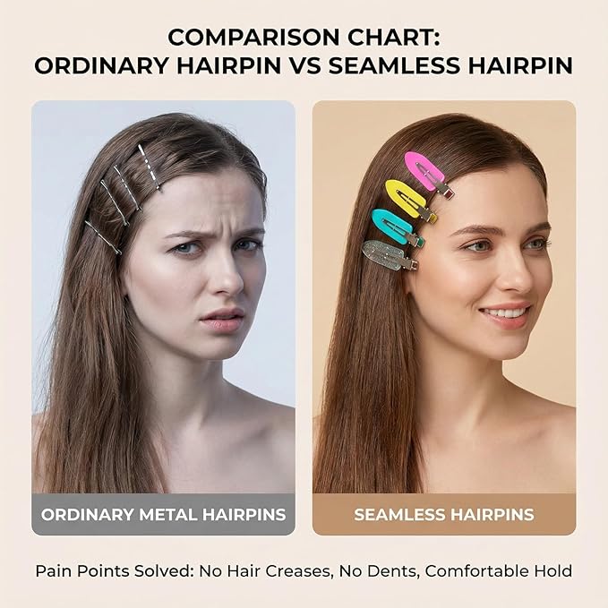 No Crease Hair Clips Makeup Pin Curl Clip Bulk 40Pcs Multicolor No Bend Dent Bang Creaseless Hair Clips for Makeup Application Bangs Hairpin Setting Pins Clip for Women Styling (Rose Pink)