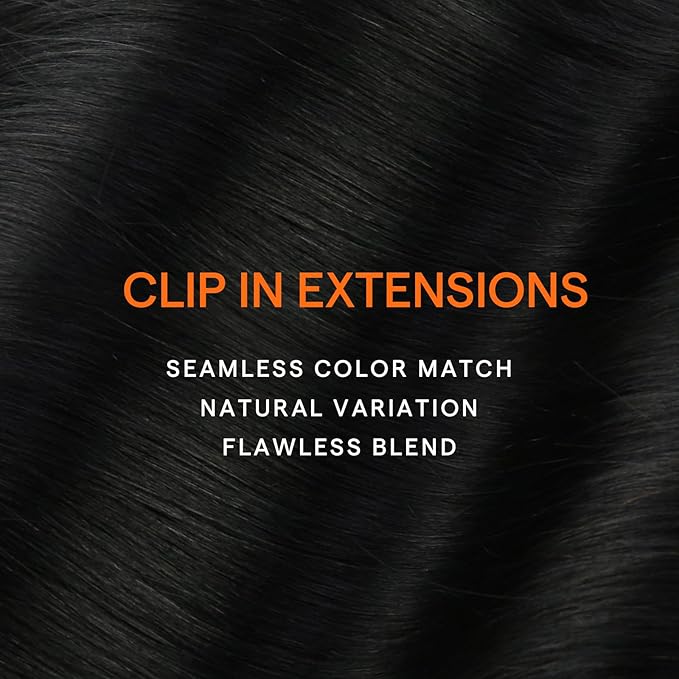 Full Shine Black Hair Extensions Clip in Human Hair Clip in Extensions for Thin Hair Black Triple Weft Straight Hair Extensions for Women 16 Inch 120 G 7 Pcs
