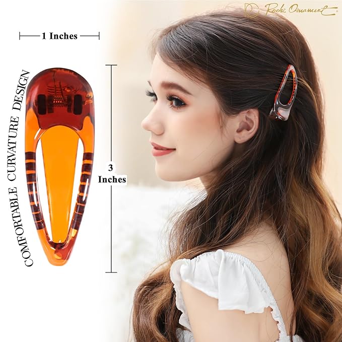 RC ROCHE 6 Pcs Small Flat Flip Hair Claw Clips for Women Alligator Duckbill Thick Hair Styling Barrette Strong Side Slide Jaw Plastic No Slip, Small Brown