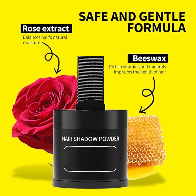Gowwim Root Touch up Powder, Instantly Gray Hair Cover up Hairline Powder for Women & Men Waterproof and Sweatproof Root Cover Up Long-Lasting for Thinning & Loss Hair (Black, 10g)