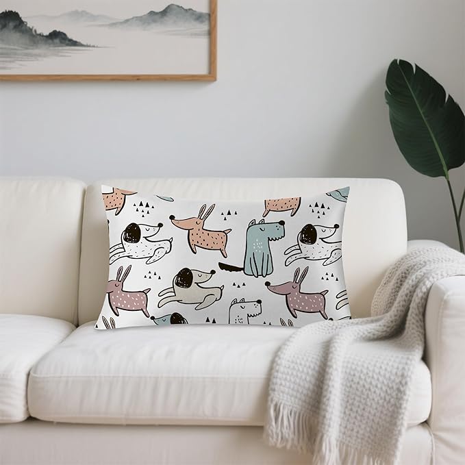 Satin Pillowcase 1 Pack-Cute Dogs Dog Silky Pillow Cover for Hair and Skin,Standard Size 20x26 Inch Soft Cooling Printed Pillow Cases with Hidden Zipper,Gifts for Women Men