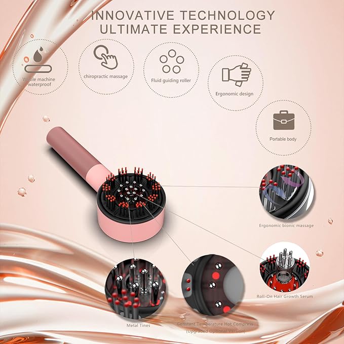 Electric Scalp Massager - 2 in 1 Scalp Massager with Oil Applicator, Cordless Massager Brush for Hair, Handheld Waterproof Hair Massager Scalp, Purple+Pink