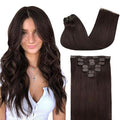 GOO GOO Clip in Hair Extensions Real Human Hair, Remy Human Hair Extensions Clip ins for Women, Natural Human Hair, 24inch 170g 7Pcs, #2A Light Brown