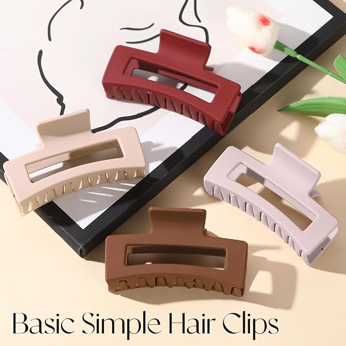4Pcs Cloud Claw Clips for Women, 4.2 Inch Non-Slip Strong Hold Hair Claws, Unbreakable & Durable TPEE-Silicone Blend, Large Bendable Cozy Hair Clip for Thin/Thick/Curly Hair, All-Day Comfort