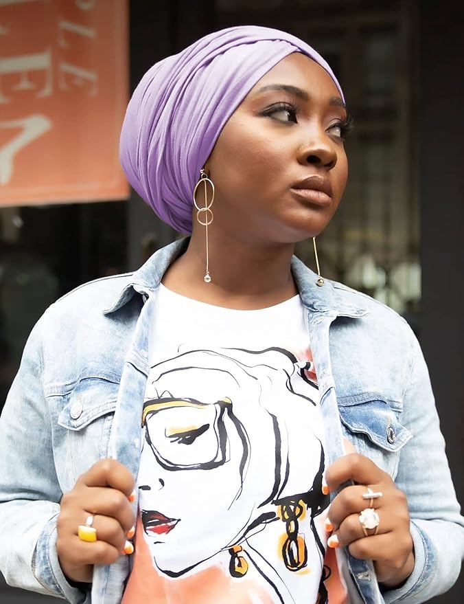 Harewom Head Wraps for Black Women Stretch Head Scarf Long African Hair Wraps Turban Headwraps Jersey Headbands