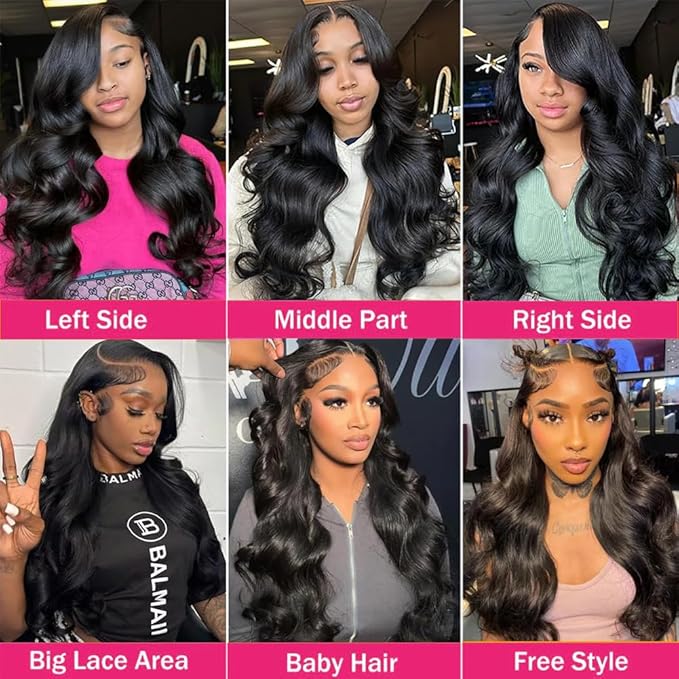 13x6 Body Wave Lace Front Wigs Human Hair Pre Plucked 200 Density HD Transparent Lace Frontal Wigs Human Hair for Women 9A Glueless Wigs Human Hair with Baby Hair 20Inch