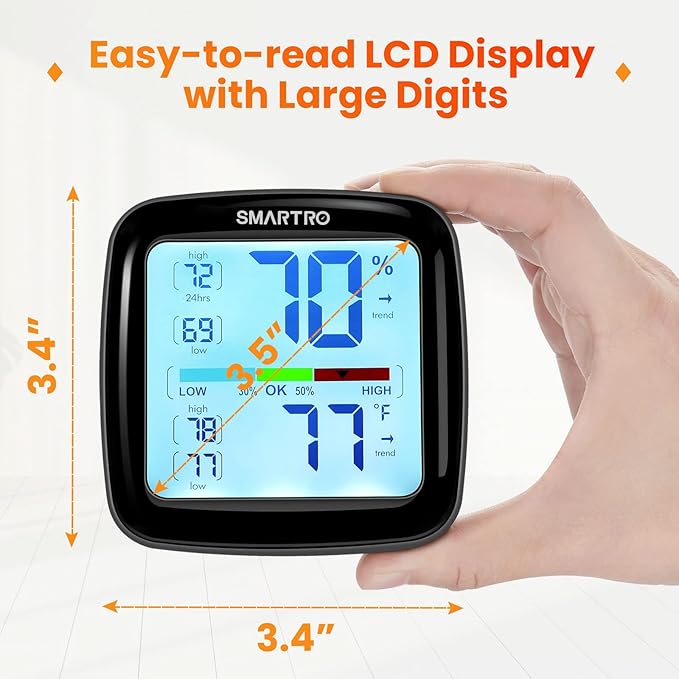 SMARTRO SC42 Professional Digital Hygrometer Indoor Thermometer Room Humidity Gauge Pro Accuracy Calibration 2 Pieces (2)