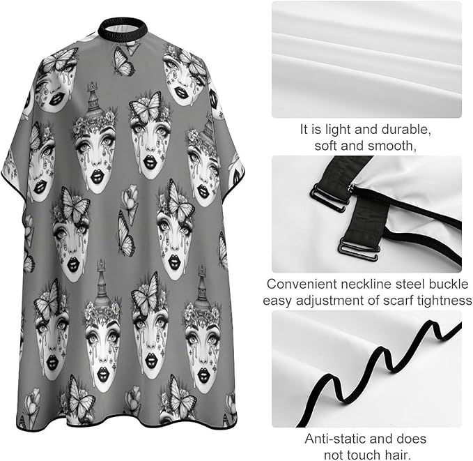 Large Long Salon Gown Cape, Haircut Cloth Apron Cape Goth Gotik Gothic Women Girl Eyelash Art Haircut Cloth Wrap Protector for Home Stylists