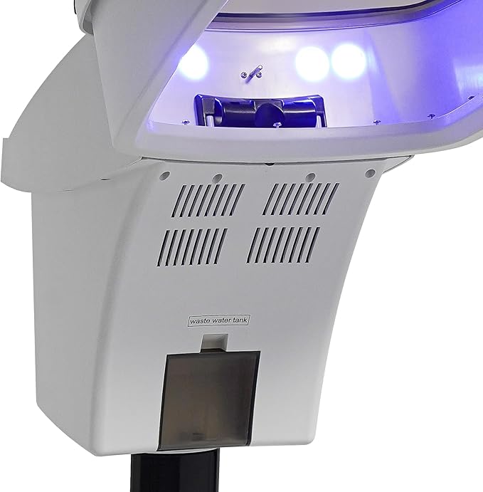 Ultrasonic Ozone Hair Steamer, 700W Micro Mist Ozone Hair Care Salon SPA Steamer Oil Treatment Machine, 7 Color Light Salon Styling Floor Hair Steamer Color Processor w/Adjustable Height (White)