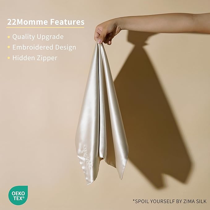 ZIMASILK 22 Momme Silk Pillowcase for Hair and Skin - 100% Pure Mulberry Silk with Hidden Zipper, Grade 6A Luxury Pillow Case for Women, Soft & Durable, Gift Box (Queen 20"x30", Cream)