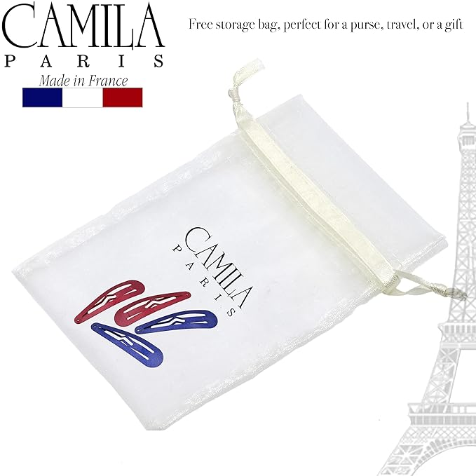 Camila Paris CP1330H French Hair Barrettes Clips, Snap Hair Slides Clic Clac for Women, Styling Girls Side Slide-in Metal Snap Pin Hair Accessories for Women. Strong Hold, No Slip Grip, Made in France