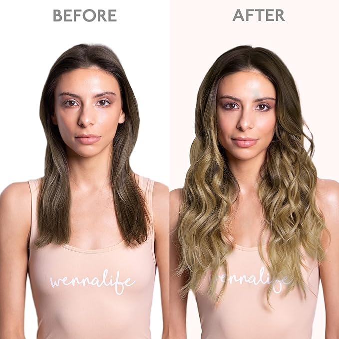 WENNALIFE Clip in Hair Extensions Real Human Hair, 20 Inch 120g 7pcs Ombre Walnut Brown to Ash Brown and Bleach Blonde Clip in Human Hair Remy Clip in Hair Extensions Real Human Hair Double Weft