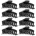 TOCESS Hair Claw Clips for Women - 8PK Large Neutral Matte Jumbo Hair Clips for Thick, Thin, Long, Short, Curly Hair Girls, Big Jaw Clip Set for Daily Use(Midnight Black)