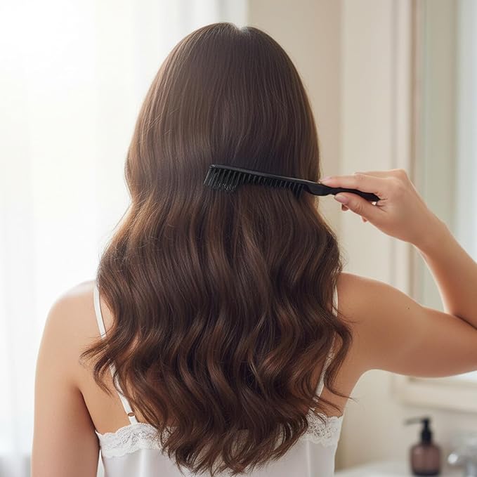 3 Row Hair Comb for Natural Detangling, 4PCS Rat Tail Styling Comb Set Nylon Bristle Unbraider Teasing Combs for Defining Curls and Sectioning Hair