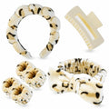 7 Pcs Spa Set, Facial Headband and Wristband Set, Skincare Accessories, College Style Girl Idea Gifts, Hair Accessories for Women and Girls（Leopard）