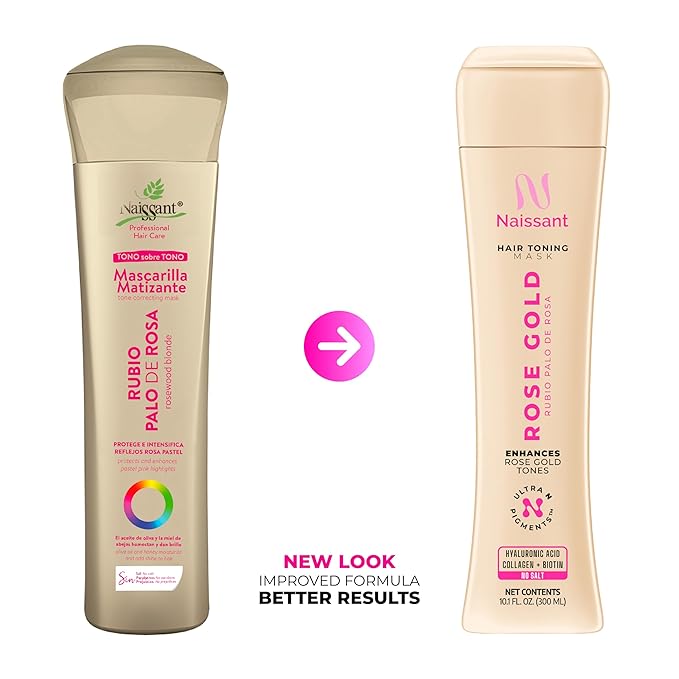 naissant Rose Gold Hair Toning Mask | Ultra High-Purity Pigments | Color Depositing Soft Rose Gold Tone | Hyaluronic Acid, Collagen & Biotin | Paraben, Ammonia & Sulfate Free | 10.1 Fl. Oz