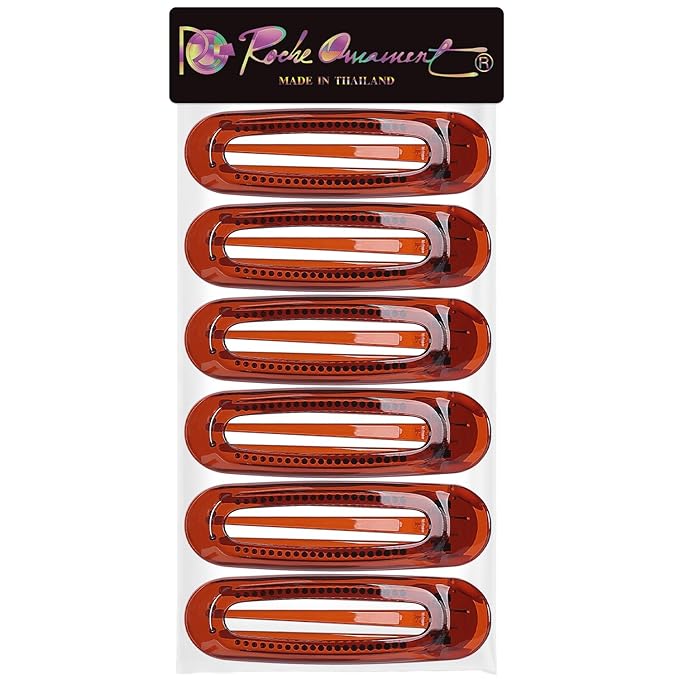 RC ROCHE 6 Pcs Flat Claw Hair Clips for Women Alligator French Barrette Long Thick Hair Duckbill Curved No Slip Grip Lay Flat Side Slide Firm Classic Styling, Medium Brown