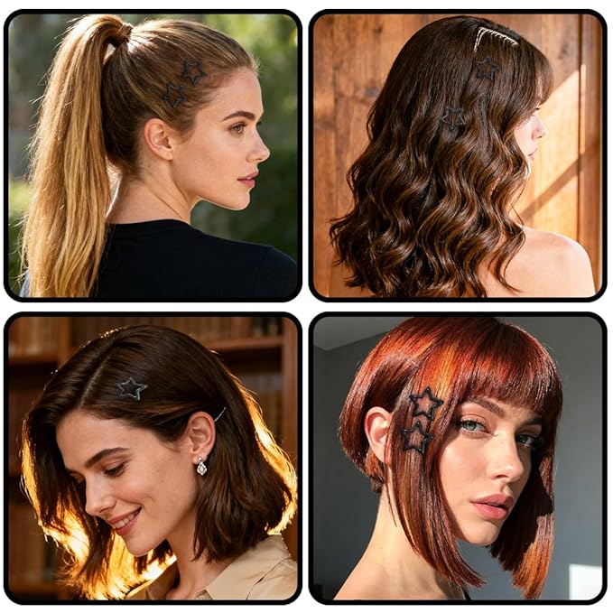 64 Pcs Metal Snap Hair Clips for Women,Small Snap Barrettes for Women Girls Thick Fine Hair (Black)