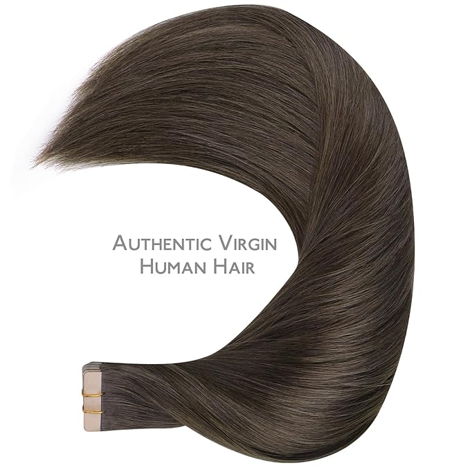 WENNALIFE Tape in Hair Extensions Human Hair, 20pcs 60g 26 inch Cool Dark Brown Remy Hair Extensions Straight Human Hair Tape in Extensions Tape Ins Straight Extensiones De Cabello Humano Skin Weft