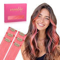 WENNALIFE Light Pink Clip in Hair Extensions Real Human Hair 35g 6pcs 20 Inch Colored Hair Extensions for Kids Women Colorful Hair Pieces Pop-up Style Straight Extensiones De Cabello Humano Con Clip