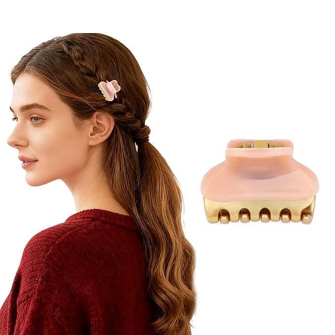 2026 Premium Durable Hair Claw Clip for Women, Original Italian Designed Strong Grip Hair Bang Clips for Thin Hair, No Slip Jaw Clips with Gift Box for Christmas Birthday Girls, 1.2" Pink Minimal