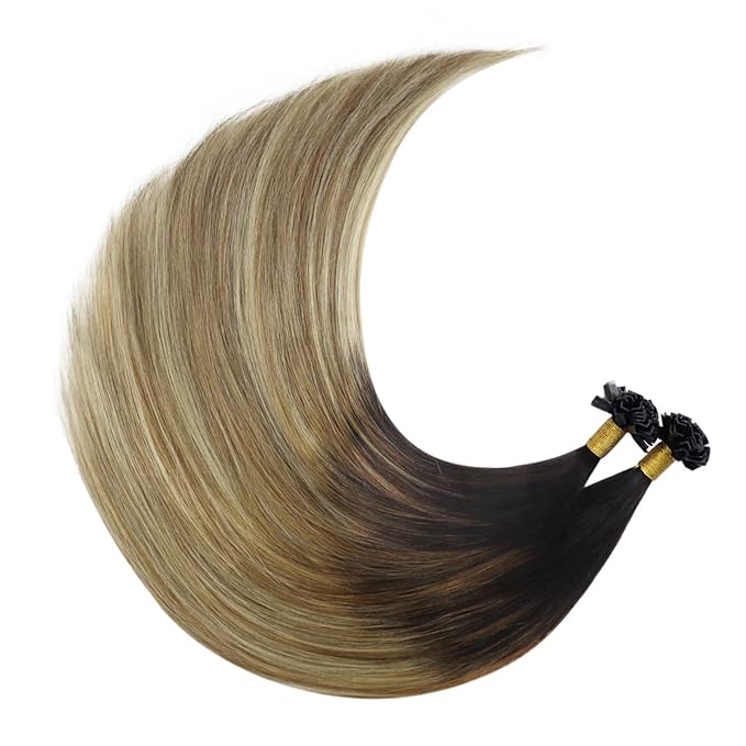 YoungSee K Tip Hair Extensions Human Hair Balayage 20 Inch K Tips Human Hair Extensions Balayage Blonde with Brown 50s/50g