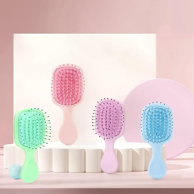 Mini Hair Bursh for Women Men and Kids, Protable Travel Size Hair Brush for Pockets Purses, Mini Detangler Brushes for All Hair Types, Small Paddle Brush for Detangling(Green)