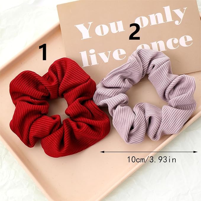 2-Piece Women's Winter Volumizing Hair Tie - Knitted Plush Hair Tie, Thickened Elastic Hairband, Suitable for Ponytails, Comfortable Hair Accessory (Red)