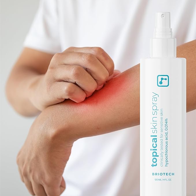 BRIOTECH Topical Skin Spray, Hypochlorous Acid for Sensitive Skin, HOCl Facial Mist, Full Body Support Against Irritation, Calm Redness, Soothe Foot & Scalp, 32 fl oz Refill (1 Pack)