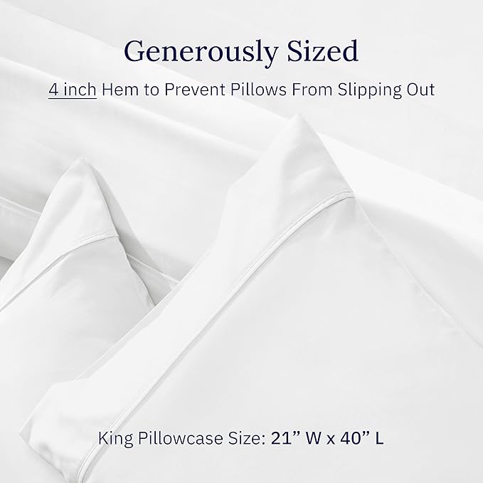 California Design Den King Size Pillowcase Set - 400 Thread Count, 100% Cotton Sateen, Set of 2 Pillow Covers, Soft and Breathable - Antique White