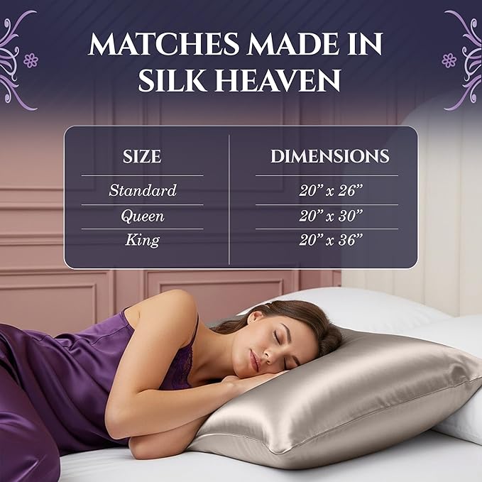 DECOLURE 100% Pure Mulberry Silk Pillow Case Standard Size – High Grade 30 Momme 6A+, Luxuriously Soft & Cooling Silk Pillowcase for Hair & Skin, Hypoallergenic, Breathable, Hidden Zipper (Champagne)