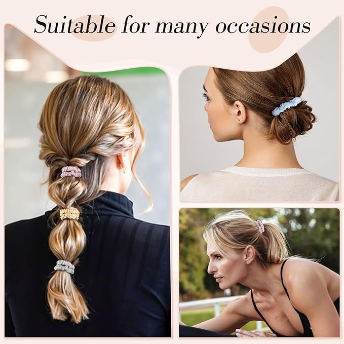 5 Pcs Mulberry Silk Hair Ties, Silk Hair Scrunchies Pink Valentines Day Gifts for Women Girls