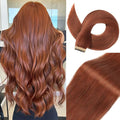 Auburn Brown Tape in Hair Extensions Human Hair, 20pcs 22 Inch Remy Hair Extensions Straight Human Hair Tape in Extensions Skin Weft Invisible Human Hair (#A33,22 Inch)